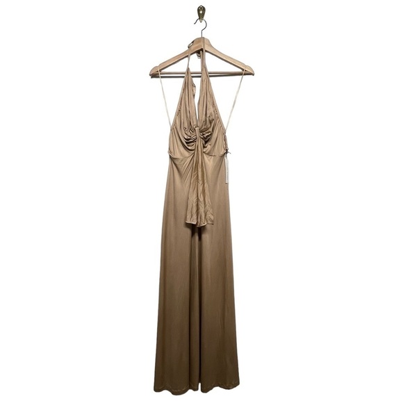 NWT SUSANA MONACO Halter Maxi Dress Champagne - Picture 4 of 9